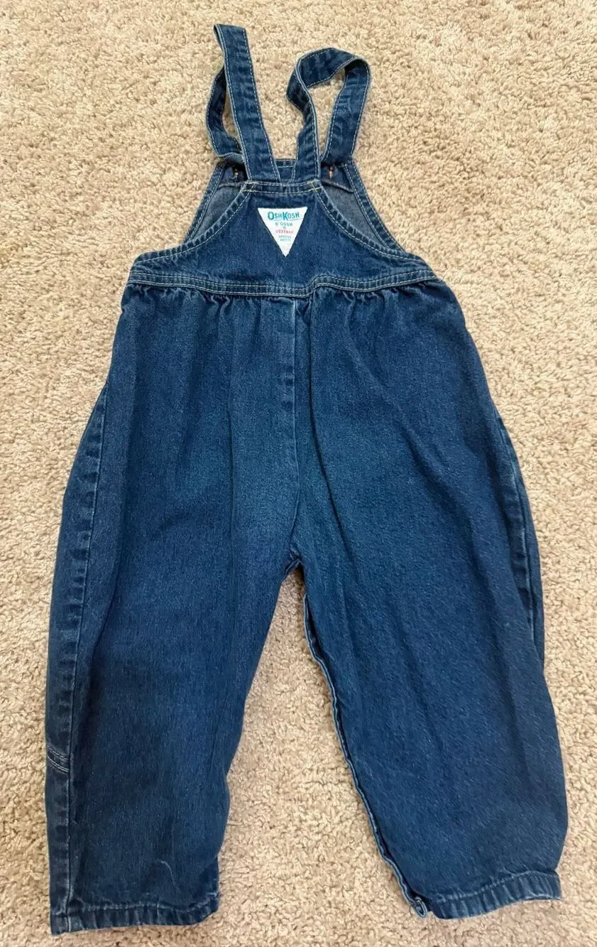 Vintage Oshkosh B'gosh Pink Label Bubble Overalls Size 4T Made in the USA